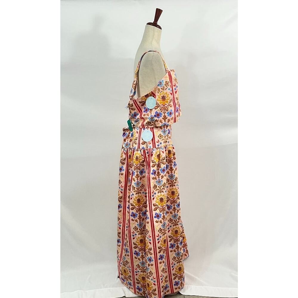 HILL HOUSE Sz XL 2pc Kate Midi Skirt Clara Crop Top Set Floral Block Stripe NWT - Picture 3 of 13